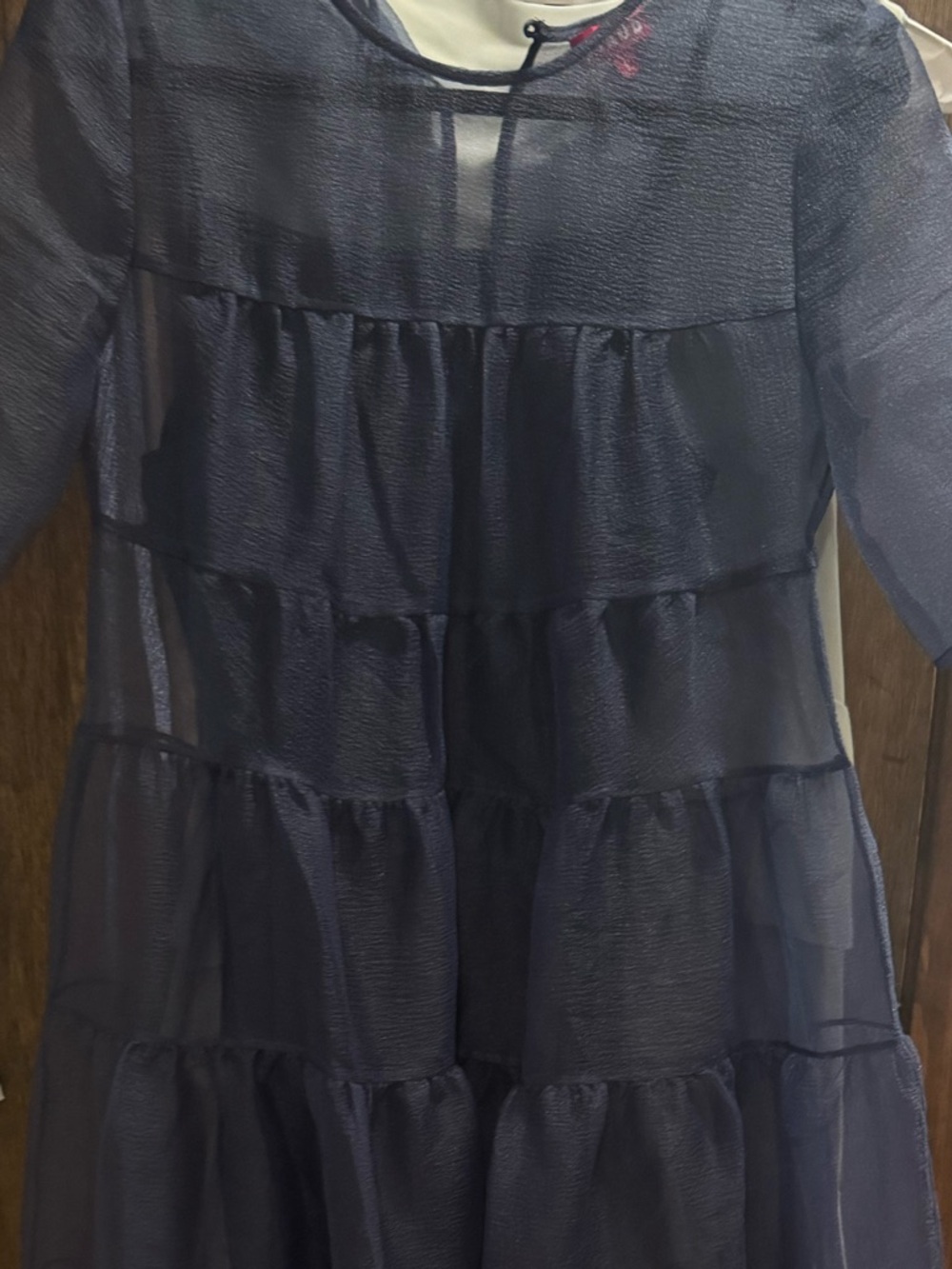 Staud Hyacinth Navy Blue Sheer Maxi Dress - Picture 4 of 5